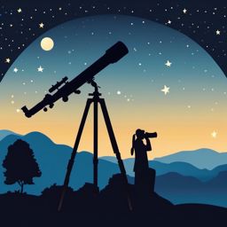 Telescope Clipart - A sophisticated telescope pointed at a starry night sky, exploring the cosmos.  color clipart, minimalist, vector art, 