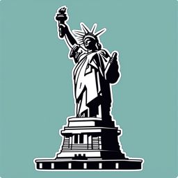 Statue of Liberty sticker- Iconic symbol of freedom and democracy, , sticker vector art, minimalist design