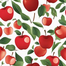 Apple Clipart - Ripe red apple with a leafy stem.  color vector clipart, minimal style