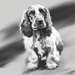 drawing of a Cocker Spaniel dog  minimal rough sketch scribbles,doodles,black and white