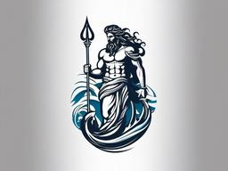 Poseidon Tattoo - Symbolize the vastness and power of the sea with a tattoo featuring Poseidon, the Greek god ruling over the waters.  simple color tattoo design,white background