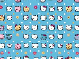 Hello Kitty Blue Wallpaper-Light blue with cute Hello Kitty faces and polka dots  background wallpaper