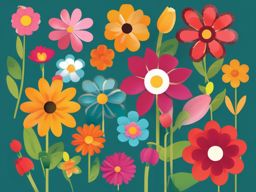 Flowers Clip Arts,Adding colorful blooms to a school project  simple, 2d flat