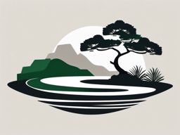 Zen Garden  minimalist design, white background, professional color logo vector art
