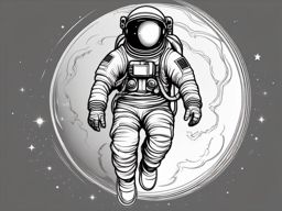 Astronaut Tattoo - An astronaut tattoo floating in zero gravity  few color tattoo design, simple line art, design clean white background