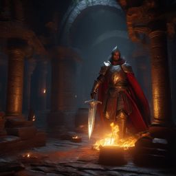 Alaric Fireforge, a valiant human paladin smiting undead in a haunted crypt detailed matte painting, deep color, fantastical, intricate detail, splash screen, complementary colors, fantasy concept art, 8k resolution trending on artstation unreal engine 5
