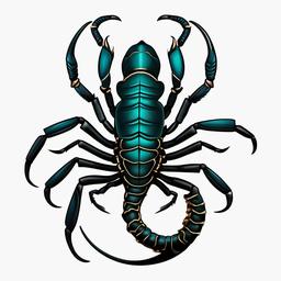 Realistic Scorpion Tattoo - Showcase the intricacies of a scorpion with a highly realistic and detailed tattoo design.  simple vector color tattoo,minimal,white background