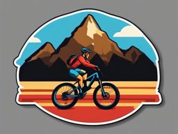 Mountain Bike Sticker - Off-road cycling, ,vector color sticker art,minimal