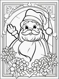 Santa Waving Coloring Pages - Cheerful Santa Waving to All  minimal black outline printable sheet, coloring page