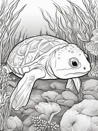 Axolotl Coloring Pages - Axolotl playing with a friendly sea turtle  simple coloring pages