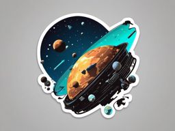 Space Junk Sticker - Debris floating in Earth's orbit, ,vector color sticker art,minimal