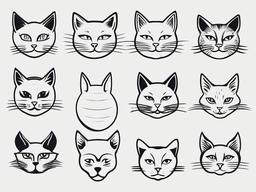 Bad Cat Tattoos - Collection of tattoos featuring mischievous or naughty cat designs.  minimal color tattoo, white background