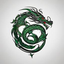 gaelic celtic dragon tattoo  simple color tattoo,minimal,white background