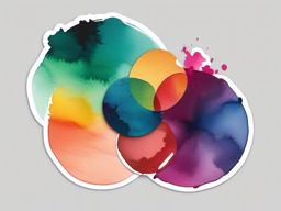 Palette with Watercolor Splashes Sticker - Palette surrounded by watercolor splashes, ,vector color sticker art,minimal