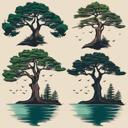 cypress tree tattoo  simple vector color tattoo