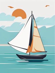 Sailboat Clipart - A sailboat catching the wind.  color clipart, minimalist, vector art, 