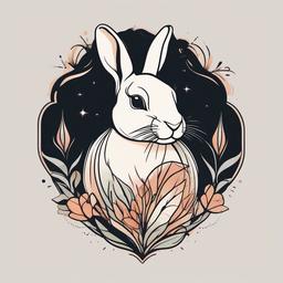 small rabbit tattoo  minimalist color tattoo, vector