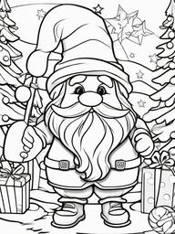 Christmas Gnome Coloring Page  outling,coloring pages,black and whit