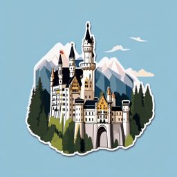 Neuschwanstein Castle sticker- Fairytale-like castle in Bavaria, , sticker vector art, minimalist design