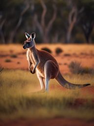 Cute Kangaroo Hopping in the Australian Outback 8k, cinematic, vivid colors