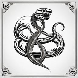 Snake Skeleton Tattoo - Tattoo featuring the skeleton of a snake.  simple vector tattoo,minimalist,white background