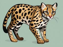 Ocelot cartoon - small, spotted wild cat from the jungle  