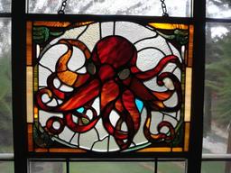 Stained Glass Octopus - Octopus with curling tentacles  