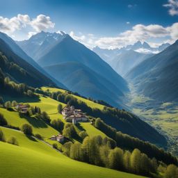 enchanted blenio valley - create an artwork that conveys the enchantment of blenio valley, with its historic villages and alpine landscapes. 