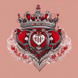 King Queen Hearts Tattoo - Let love rule with heart-themed ink.  minimalist color tattoo, vector