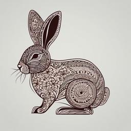 rabbit henna tattoo  minimalist color tattoo, vector