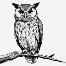 drawing of an owl perched on a branch  minimal rough sketch scribbles,doodles,black and white