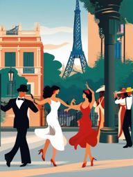 Buenos Aires clipart - Obelisco and Tango dancers in Argentina,  color vector clipart