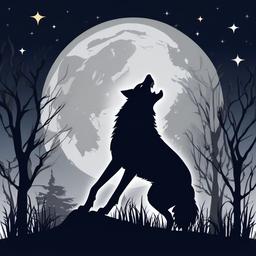 Wolf clipart - wolf howling at night  clipart