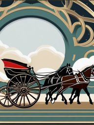 Horse-Drawn Carriage Wheel Sticker - Classic elegance, ,vector color sticker art,minimal