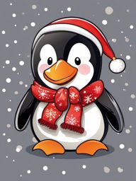 Cute Christmas penguin - Delight in the cuteness of Christmas with adorable penguins in festive attire.  color vector clipart