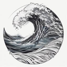 Real waves  ,tattoo design, white background