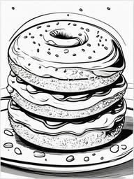 Food Coloring Pages - Jelly donut with powdered sugar  simple coloring pages