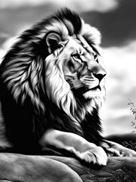 lion clipart black and white in the wild - roaring with regal power. 
