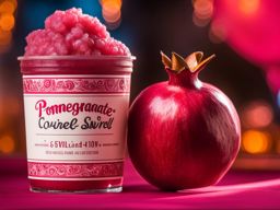 pomegranate swirl sorbet relished at a colorful music festival with live bands. 