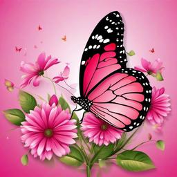 Butterfly Background Wallpaper - pink flower and butterfly background  