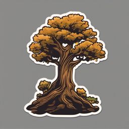 Old Oak Tree Emoji Sticker - Majestic oak standing through the test of time, , sticker vector art, minimalist design