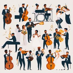 Wedding Music clipart - Musicians at the wedding, ,vector color clipart,minimal