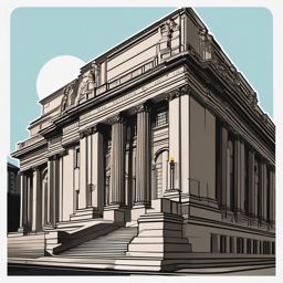 New York Public Library sticker- Beaux-Arts architectural gem in New York City, , sticker vector art, minimalist design