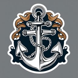 Anchor Sticker - Nautical anchor illustration, ,vector color sticker art,minimal