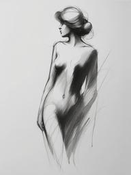 pencil sketch of human figure  minimal rough sketch scribbles,doodles,black and white