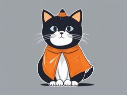 Cat in a Halloween costume as a spooky ghost  minimalist color design, white background, t shirt vector art