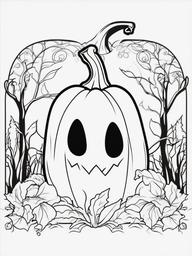 Pumpkin with Friendly Ghost Coloring Pages - Ghost Peeking Over a Pumpkin  minimal black outline printable sheet, coloring page