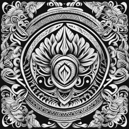 polynesian tattoo black and white design 