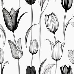 drawing of a tulip  minimal rough sketch scribbles,doodles,black and white