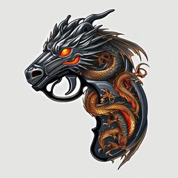 Dragon Tattoo Gun - A tattoo gun specifically designed for creating dragon-themed tattoos.  simple color tattoo,minimalist,white background